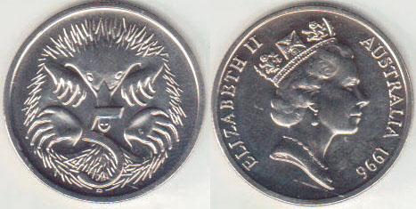 1996 Australia 5 Cents (chUnc) A004479
